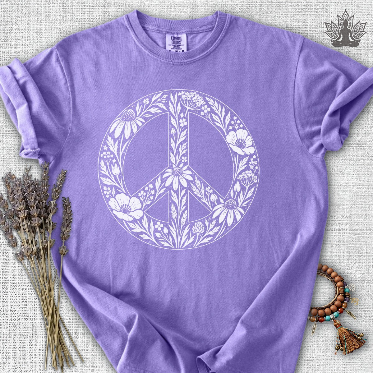 Boho Wildflowers Peace Symbol Comfort Colors® Tee