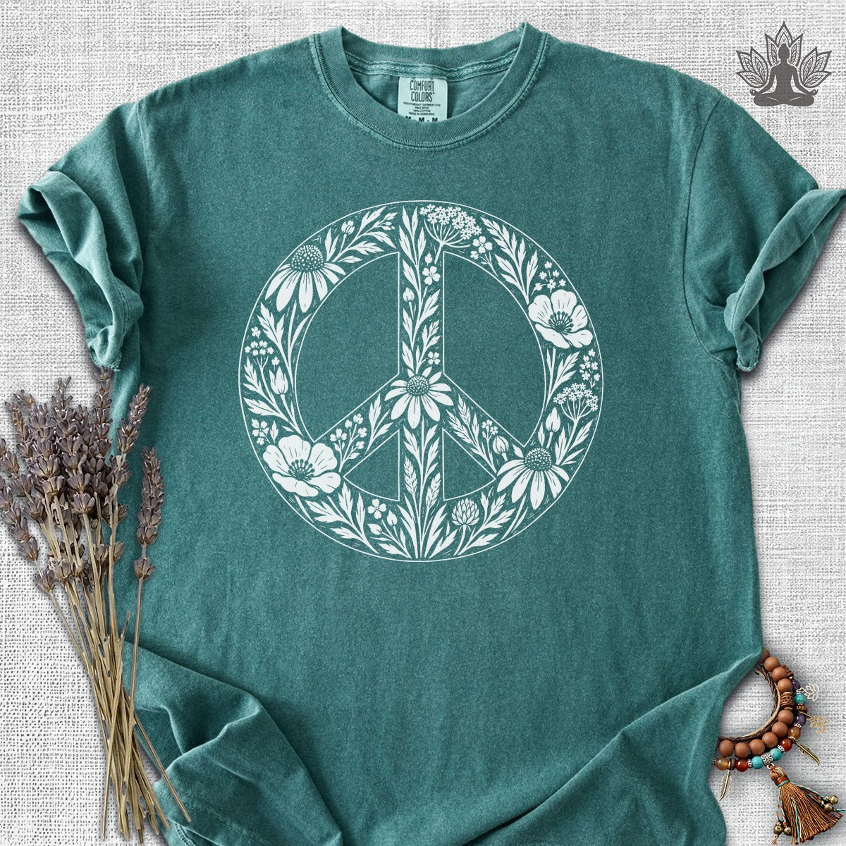Boho Wildflowers Peace Symbol Comfort Colors® Tee