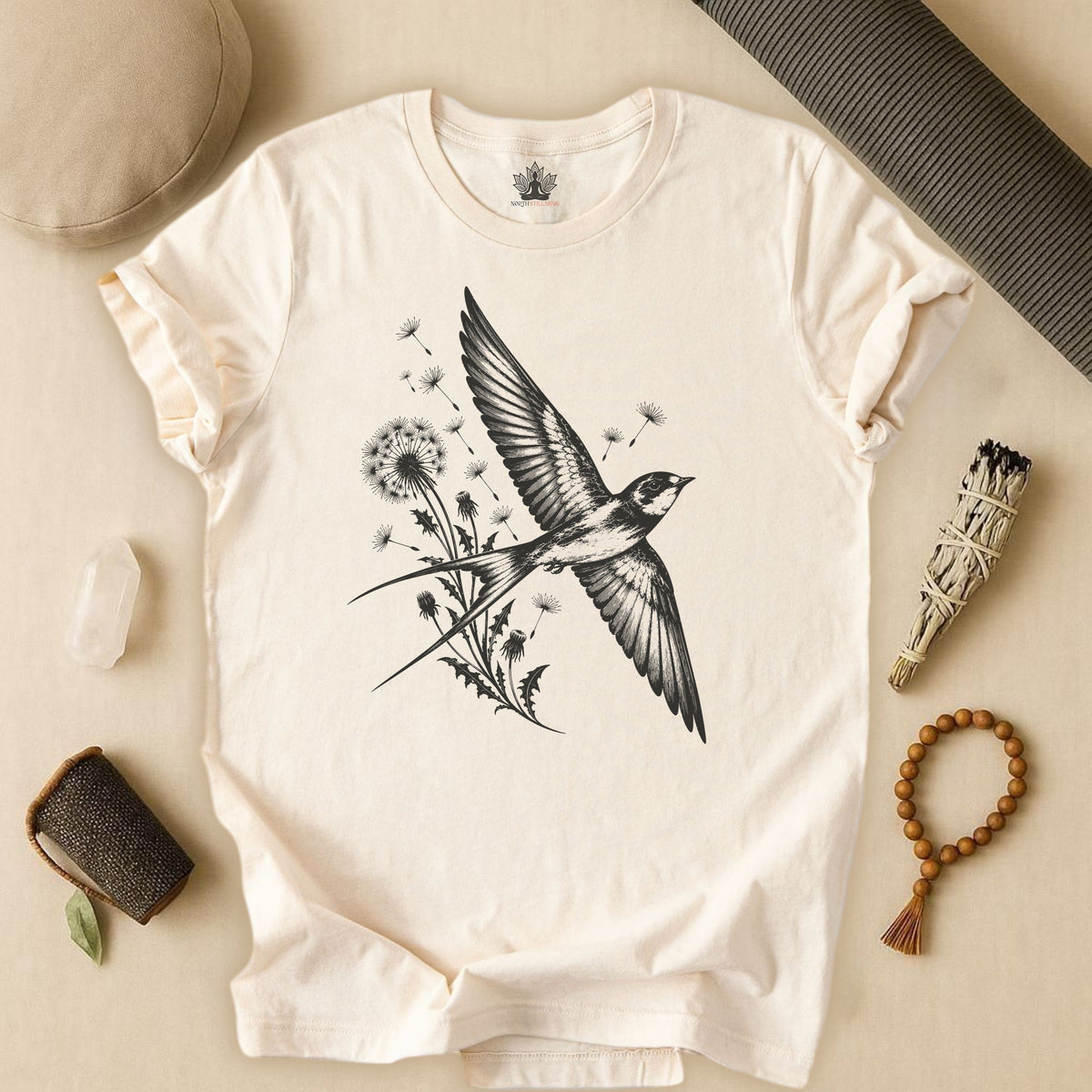Swallow Bird & Dandelions Tee