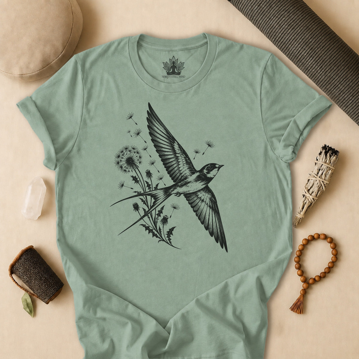 Swallow Bird & Dandelions Tee