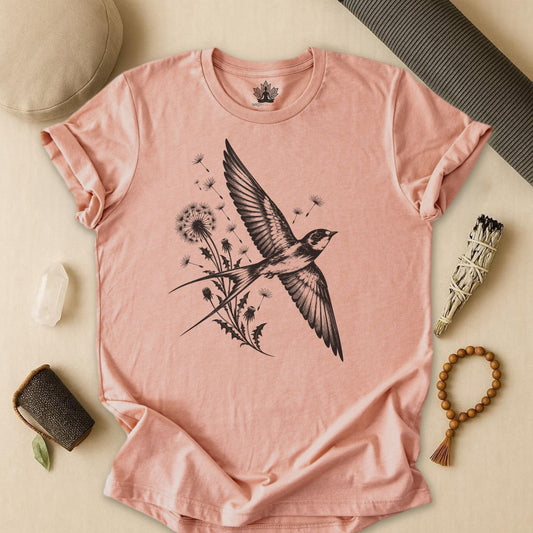 Swallow Bird & Dandelions Tee