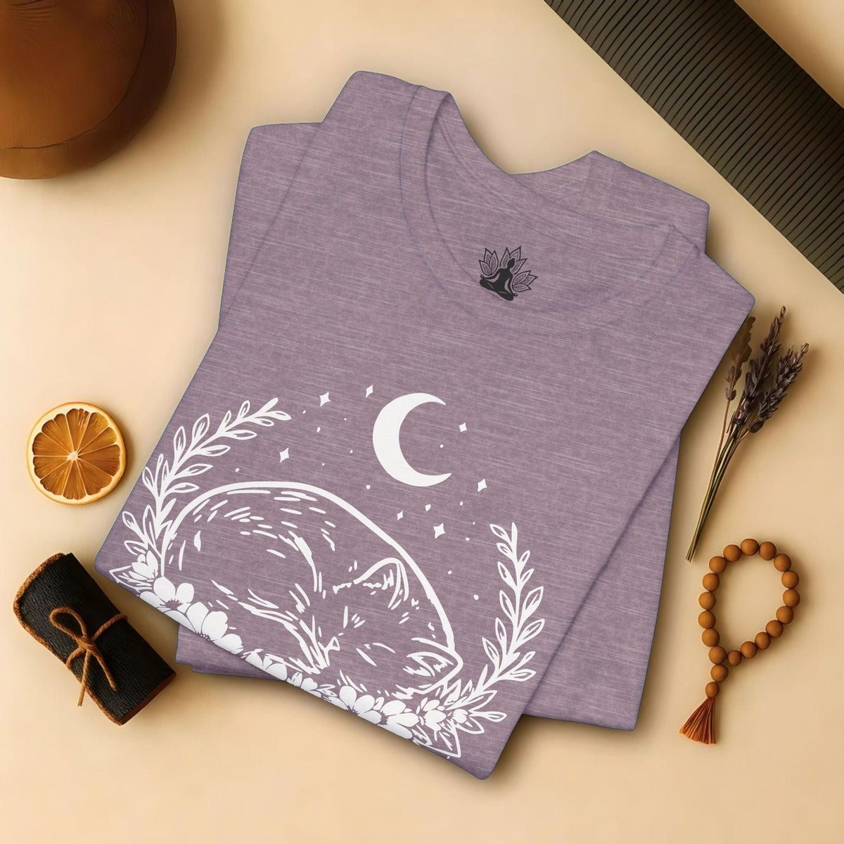 Chat endormi sous la lune