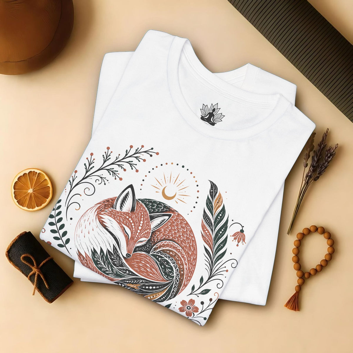 Printify T-Shirt Boho Fox & Feathers Tee Boho Fox & Feathers Tee