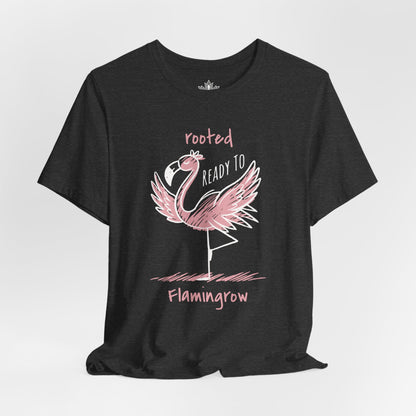 Flamingrow Tree Pose – Rooted & Mindful Flamingo Tee
