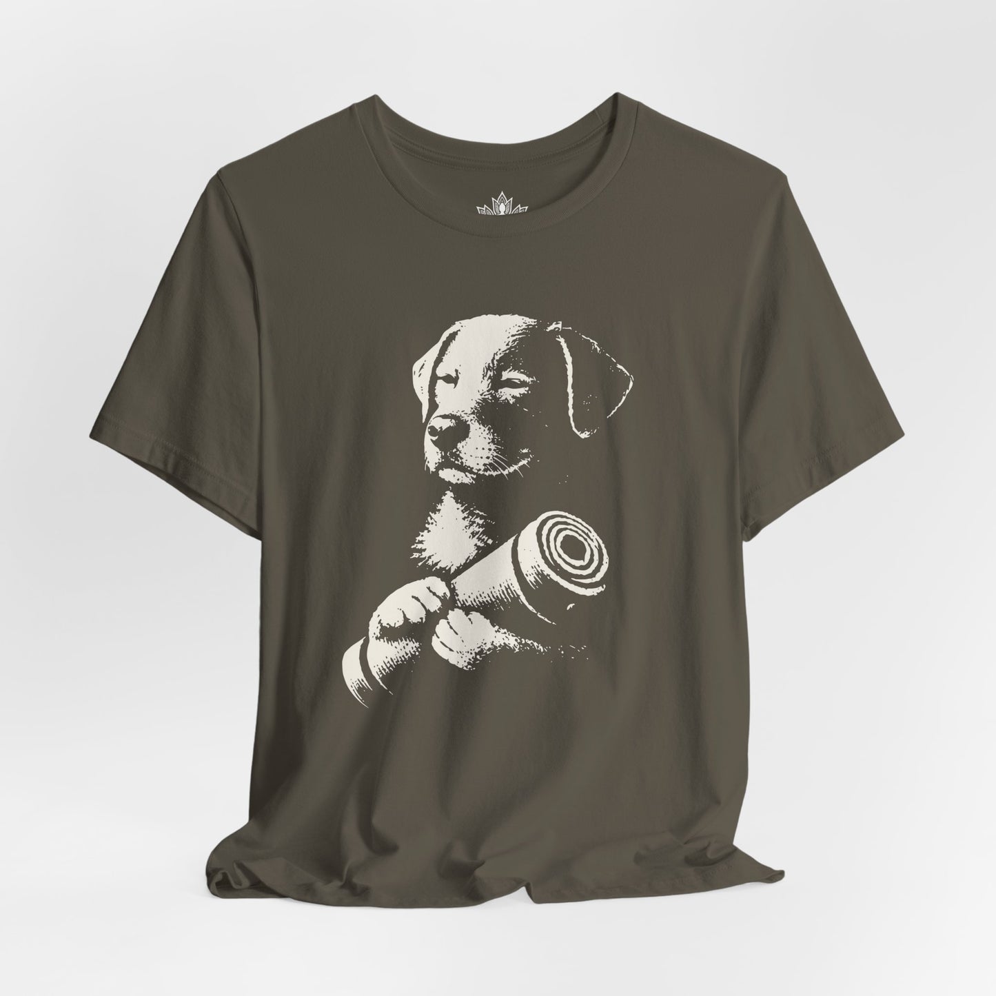 Mindful Dog Shadow Art – Monochrome Yoga Tee