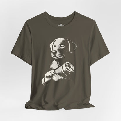 Mindful Dog Shadow Art – Monochrome Yoga Tee