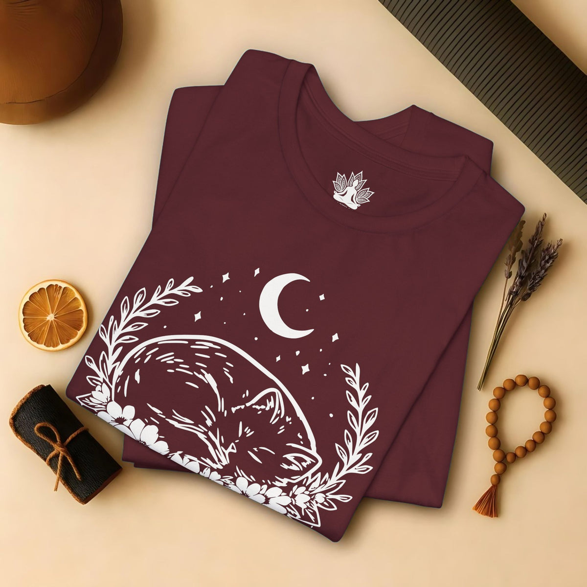 Chat endormi sous la lune