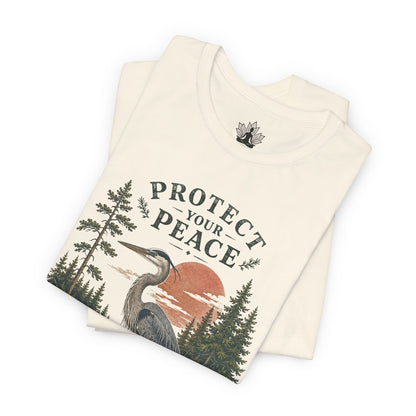 Protect Your Peace Retro Great Blue Heron Men Tee