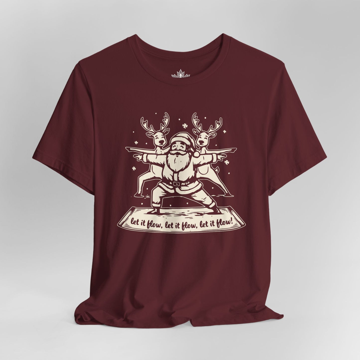 Let It Flow Santa Reindeers Warrior Pose – Christmas Funny Yoga Tee