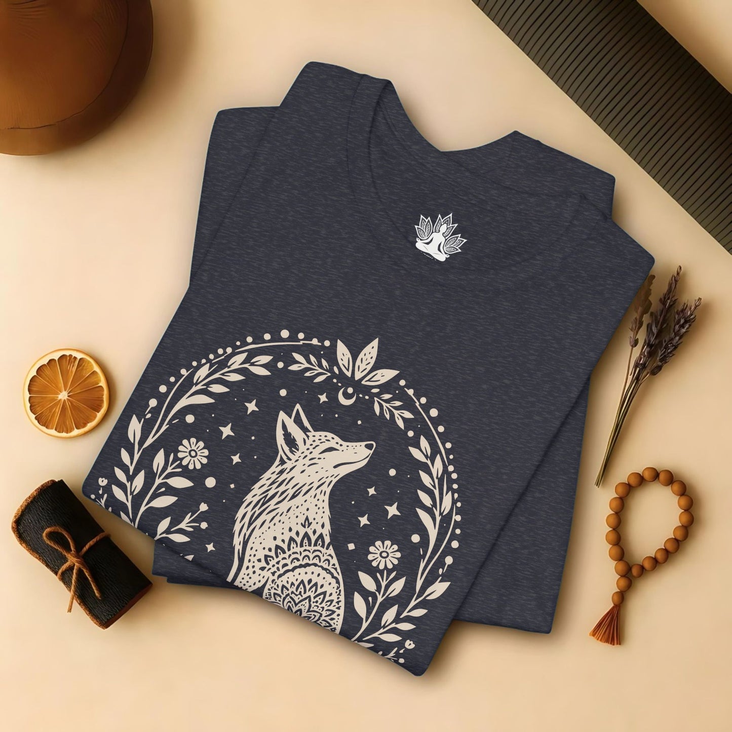 Boho Mandala Fox Linocut Tee