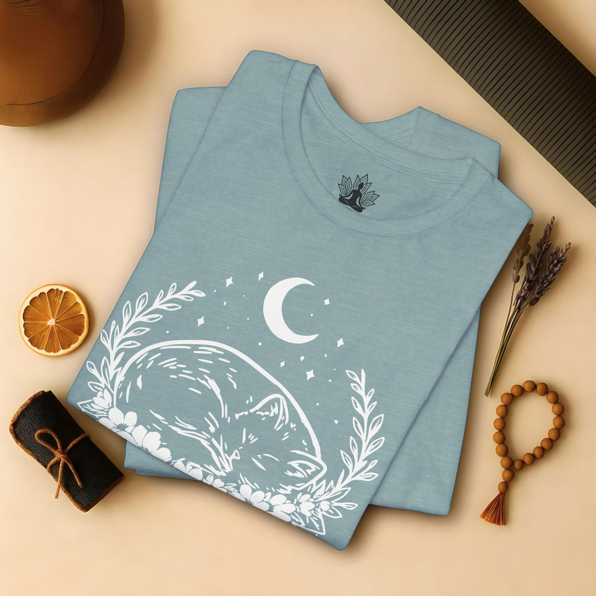 Chat endormi sous la lune