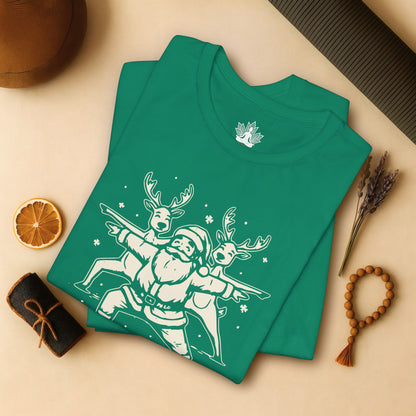 Let It Flow Santa Reindeers Warrior Pose – Christmas Funny Yoga Tee