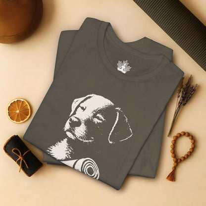Mindful Dog Shadow Art – Monochrome Yoga Tee