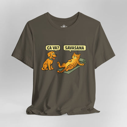 Ça Va French Savasana – Funny Pets Yoga Men Tee