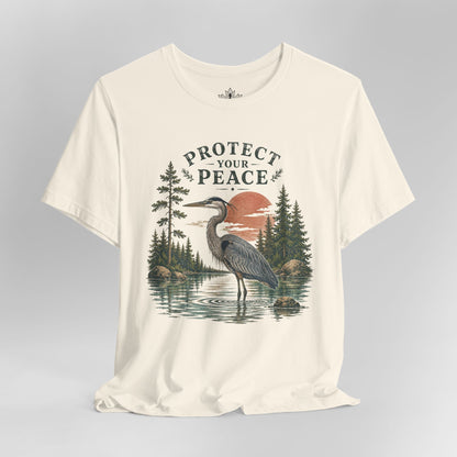 Protect Your Peace Retro Great Blue Heron Men Tee