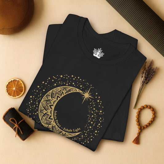 Inhale Peace Exhale Light - Mandala Moon Tee
