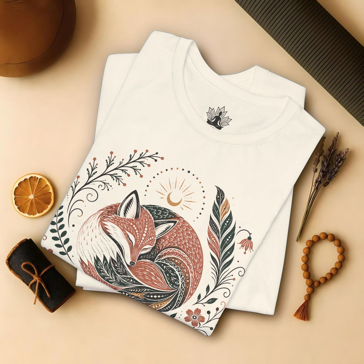 Printify T-Shirt Boho Fox & Feathers Tee Boho Fox & Feathers Tee