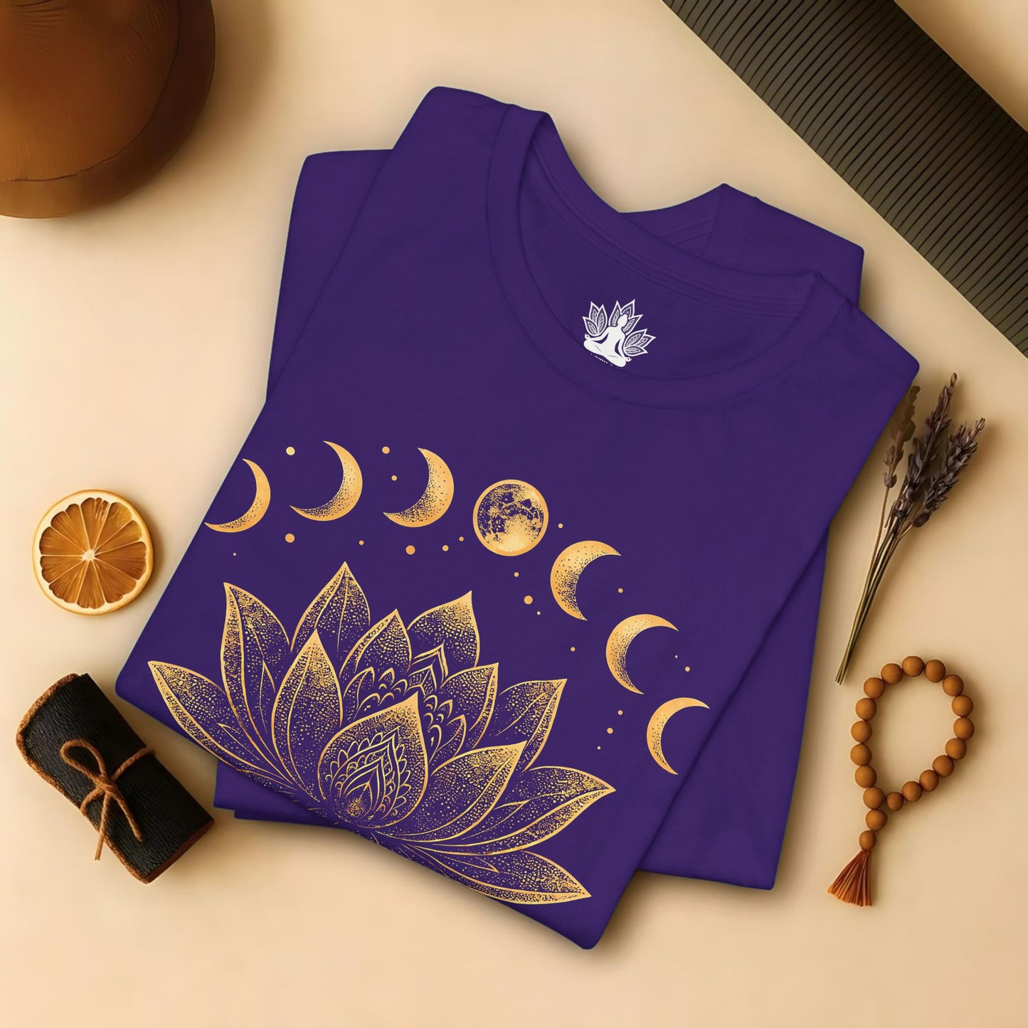 Golden Lotus & Moon Phases Tee