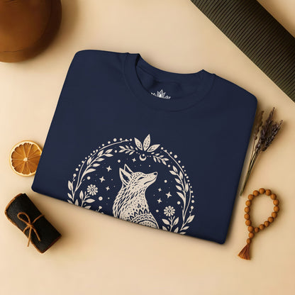 Boho Mandala Fox Linocut Sweatshirt