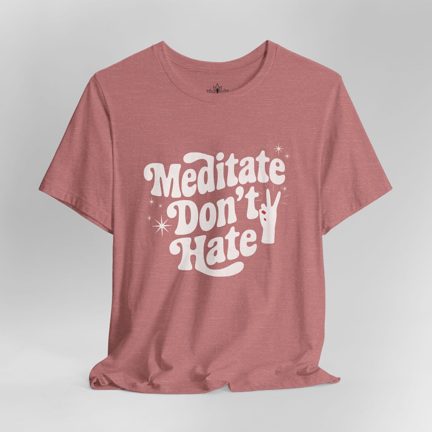 Meditate Don’t Hate – Retro Peace Yoga Tee