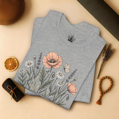 Earth Laughs in Flowers – Mindful Floral Quote Tee