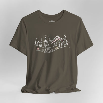 Tree Pose Line Art - Mountain Nature Tee