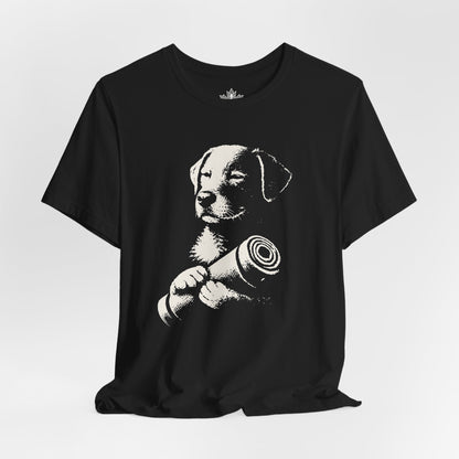 Mindful Dog Shadow Art – Monochrome Yoga Tee