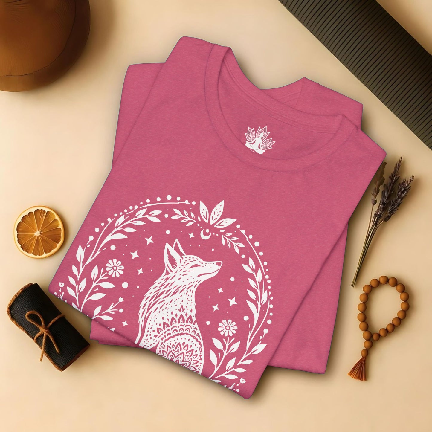 Boho Mandala Fox Linocut Tee
