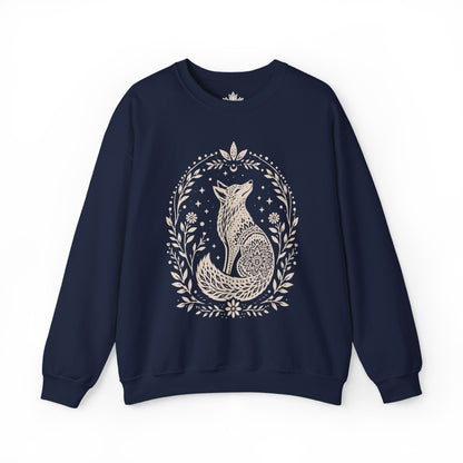 Boho Mandala Fox Linocut Sweatshirt