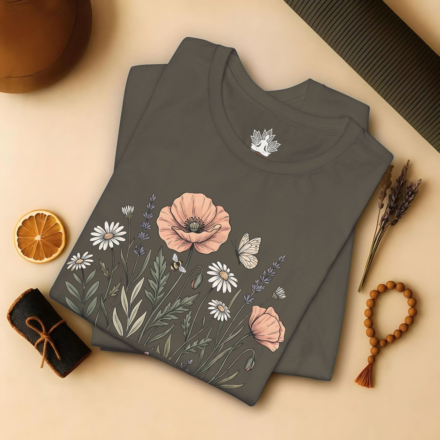 Earth Laughs in Flowers – Mindful Floral Quote Tee
