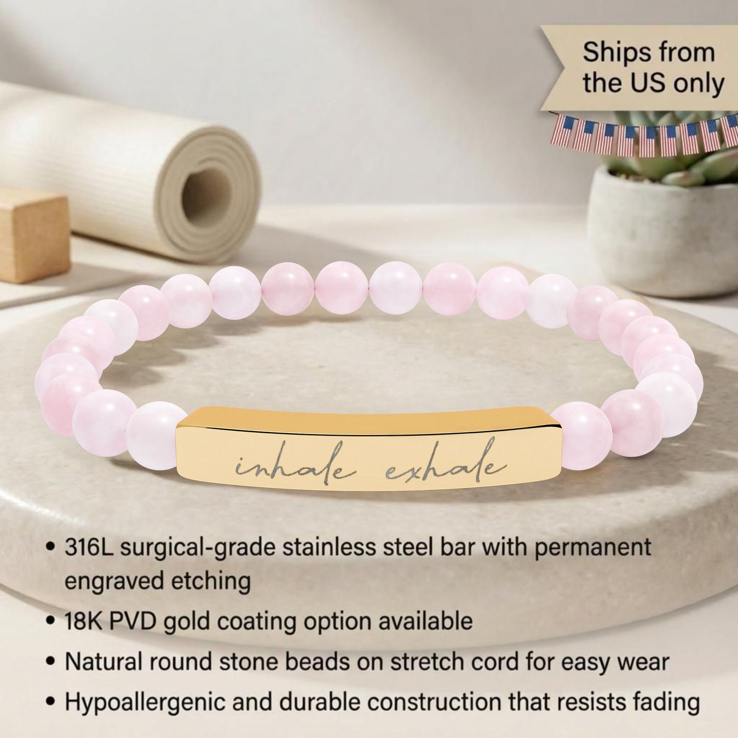 Inhale Exhale - Natural Stone Bead Energy Bracelet