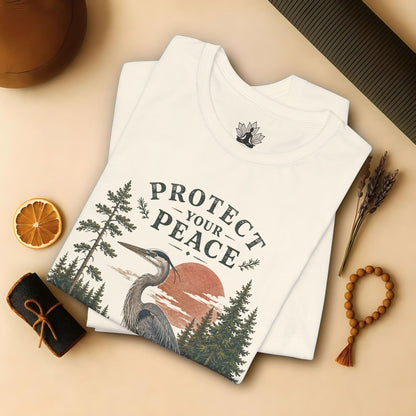 Protect Your Peace Retro Great Blue Heron Tee