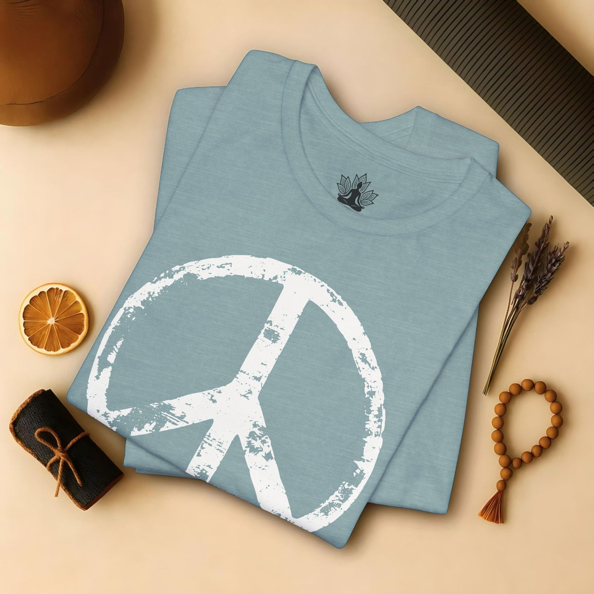 Vintage Peace Symbol Light Print Tee
