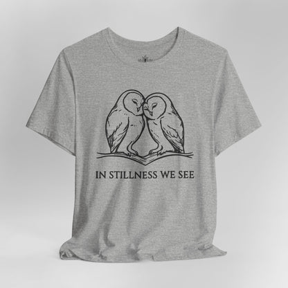 In Stillness We See – Heart Owl Meditation Tee