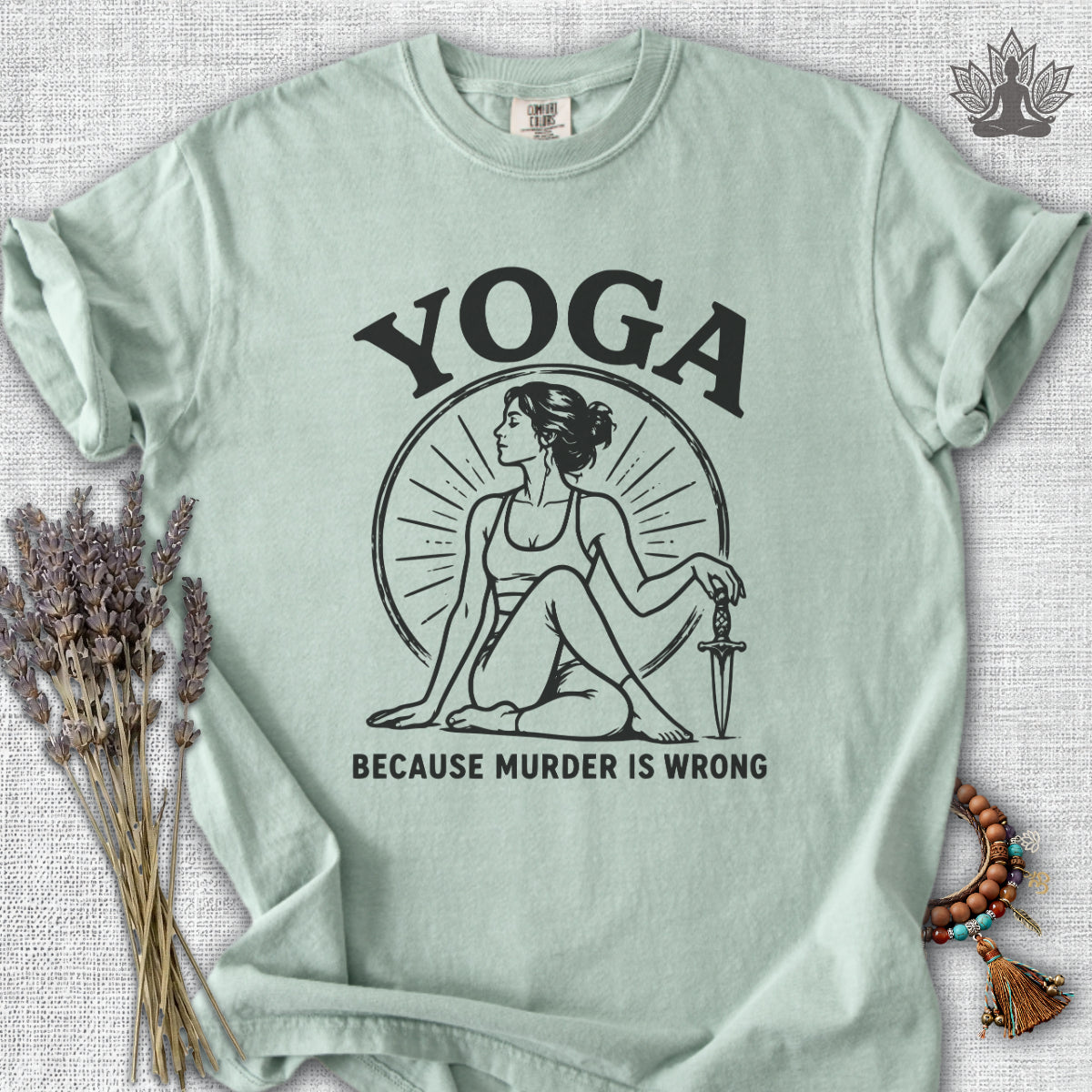 Yoga Because Murder Is Wrong Retro Comfort Colors® Tee