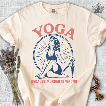 Retro Yoga Because Murder Is Wrong Comfort Colors® Tee