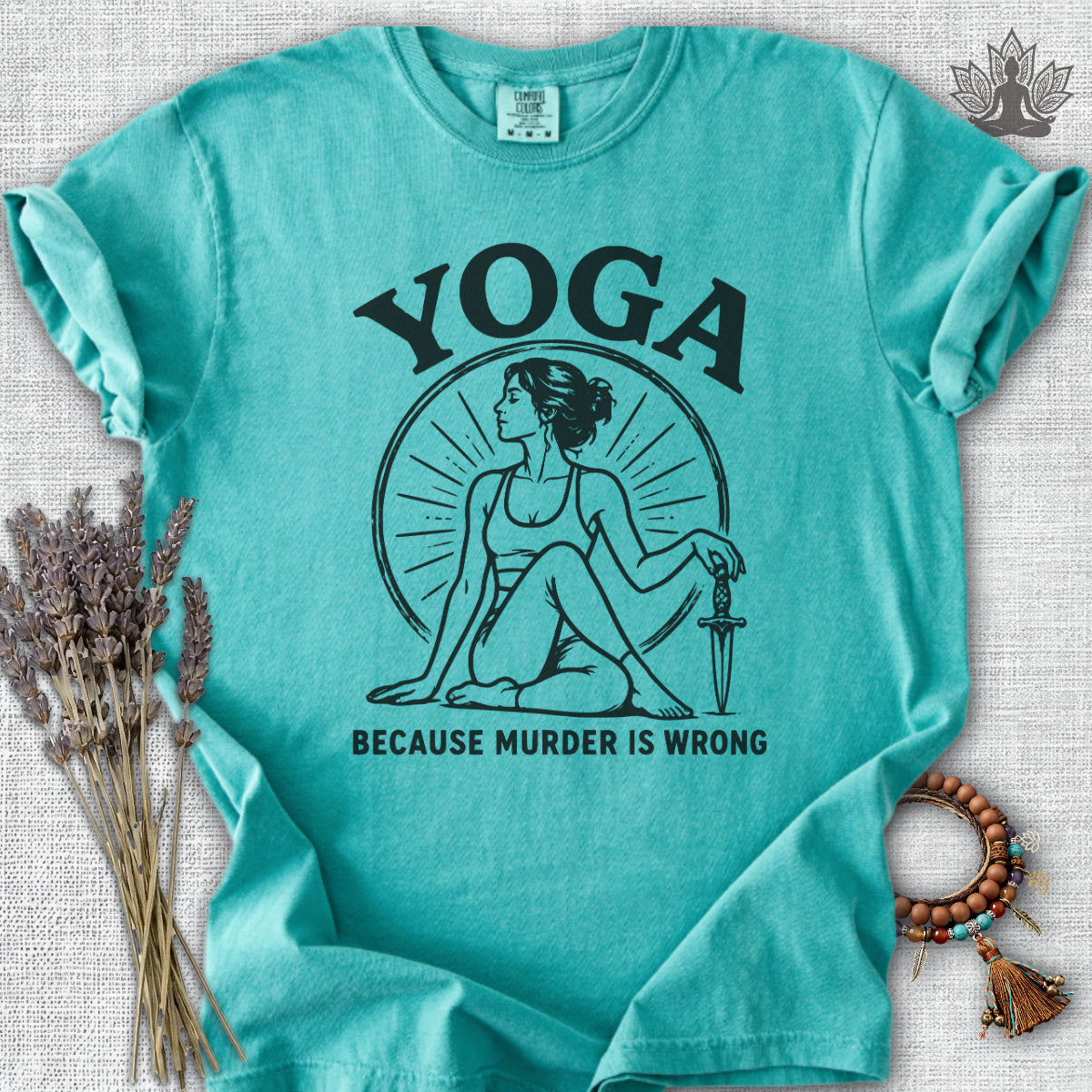 Yoga Because Murder Is Wrong Retro Comfort Colors® Tee