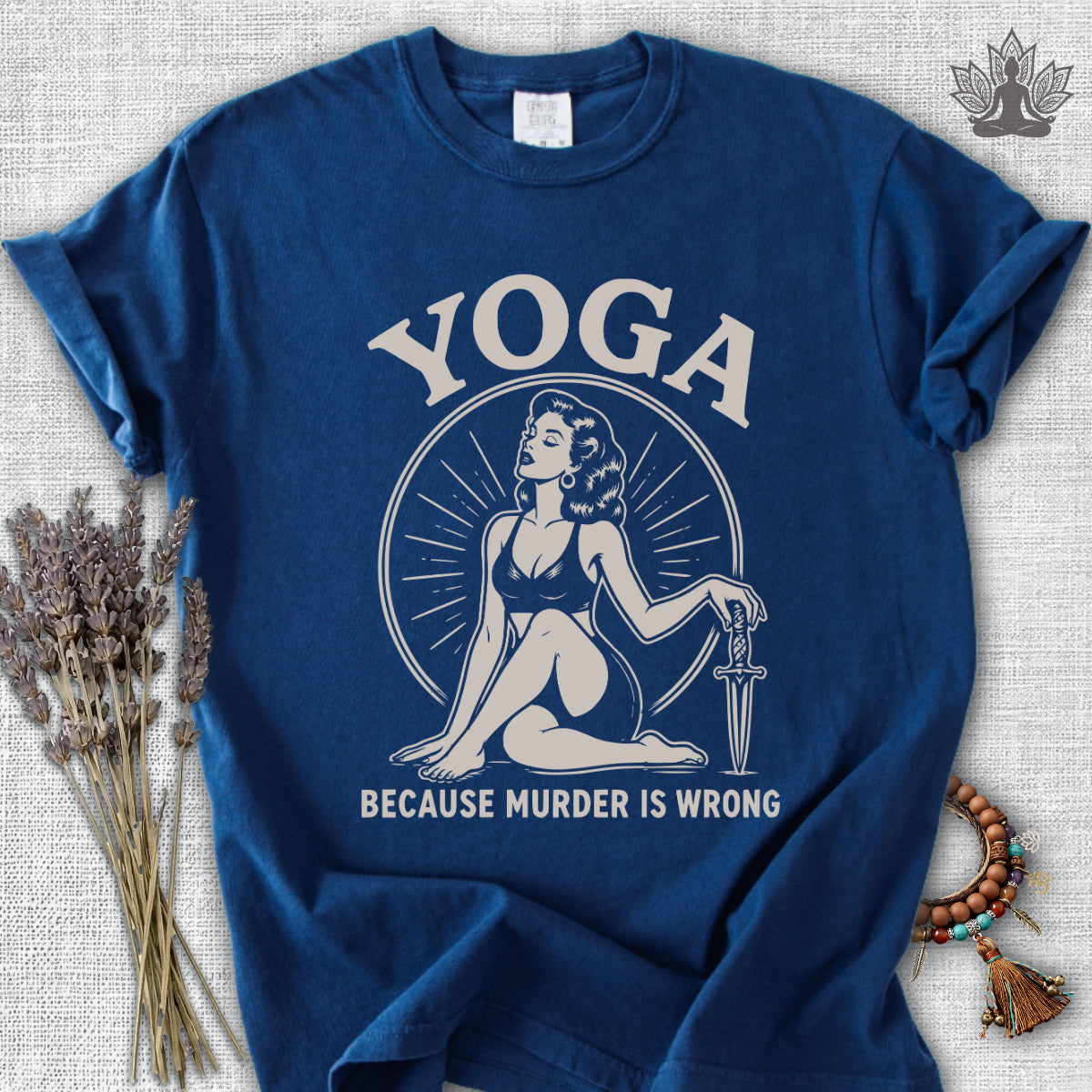 Retro Yoga Because Murder Is Wrong Comfort Colors® Tee