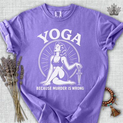 Retro Yoga Because Murder Is Wrong Comfort Colors® Tee