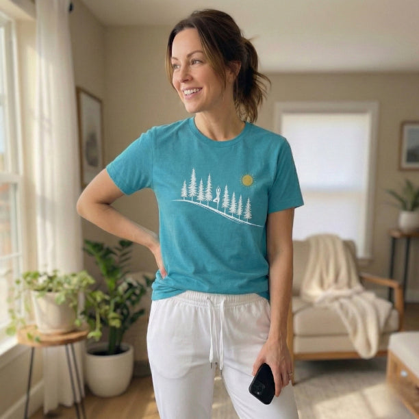 Forest Tree Pose Yoga – Balance in Nature Tee