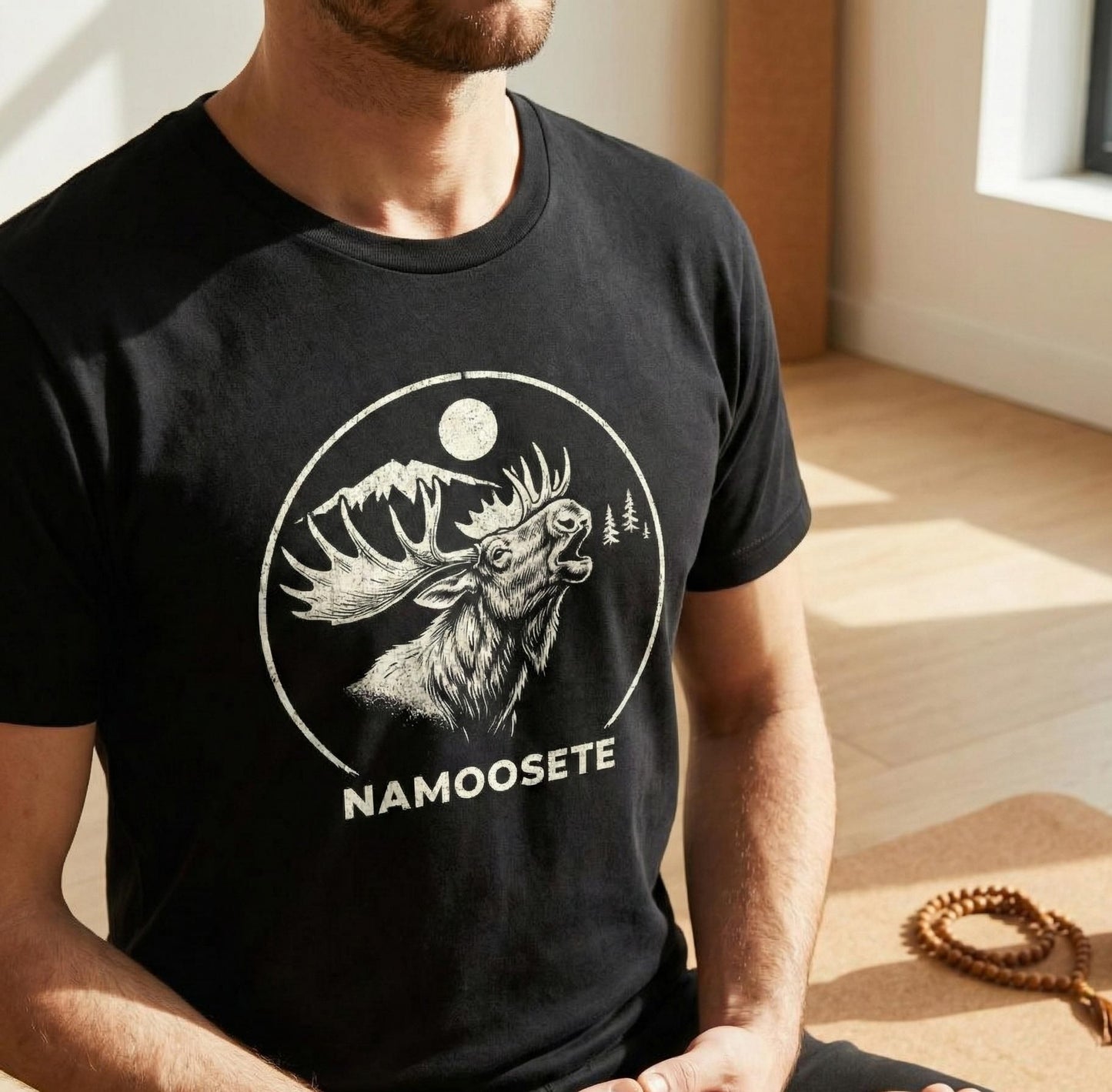 Namoosete Yoga Moose – Mindful Men Tee
