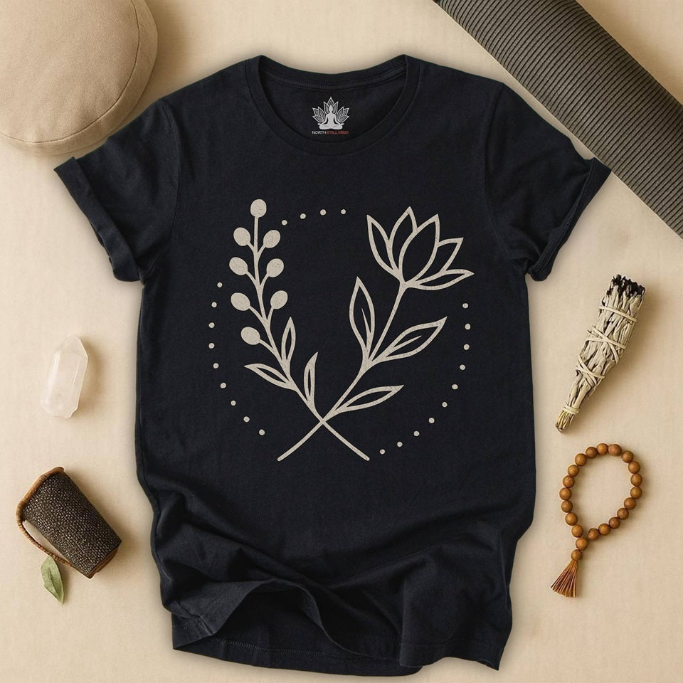 Bloom in Balance – Minimalist Yoga Tee
