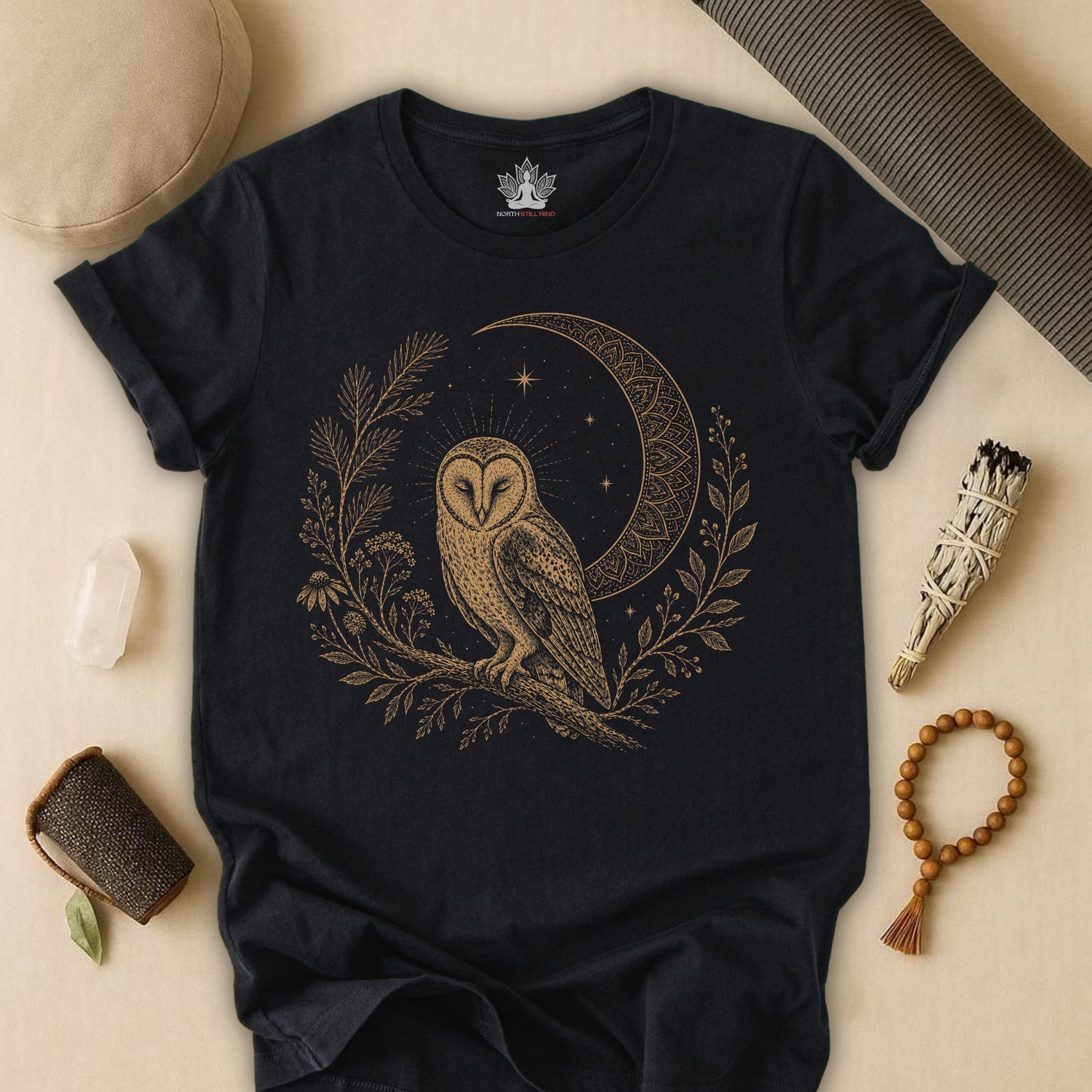 Barn Owl Mandala Moon Tee