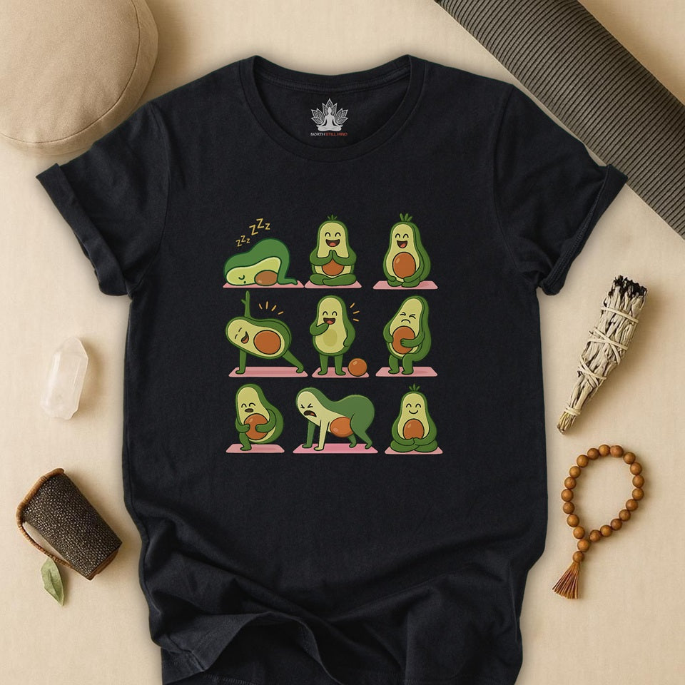 Avocado Yoga Poses - Funny Wellness Tee
