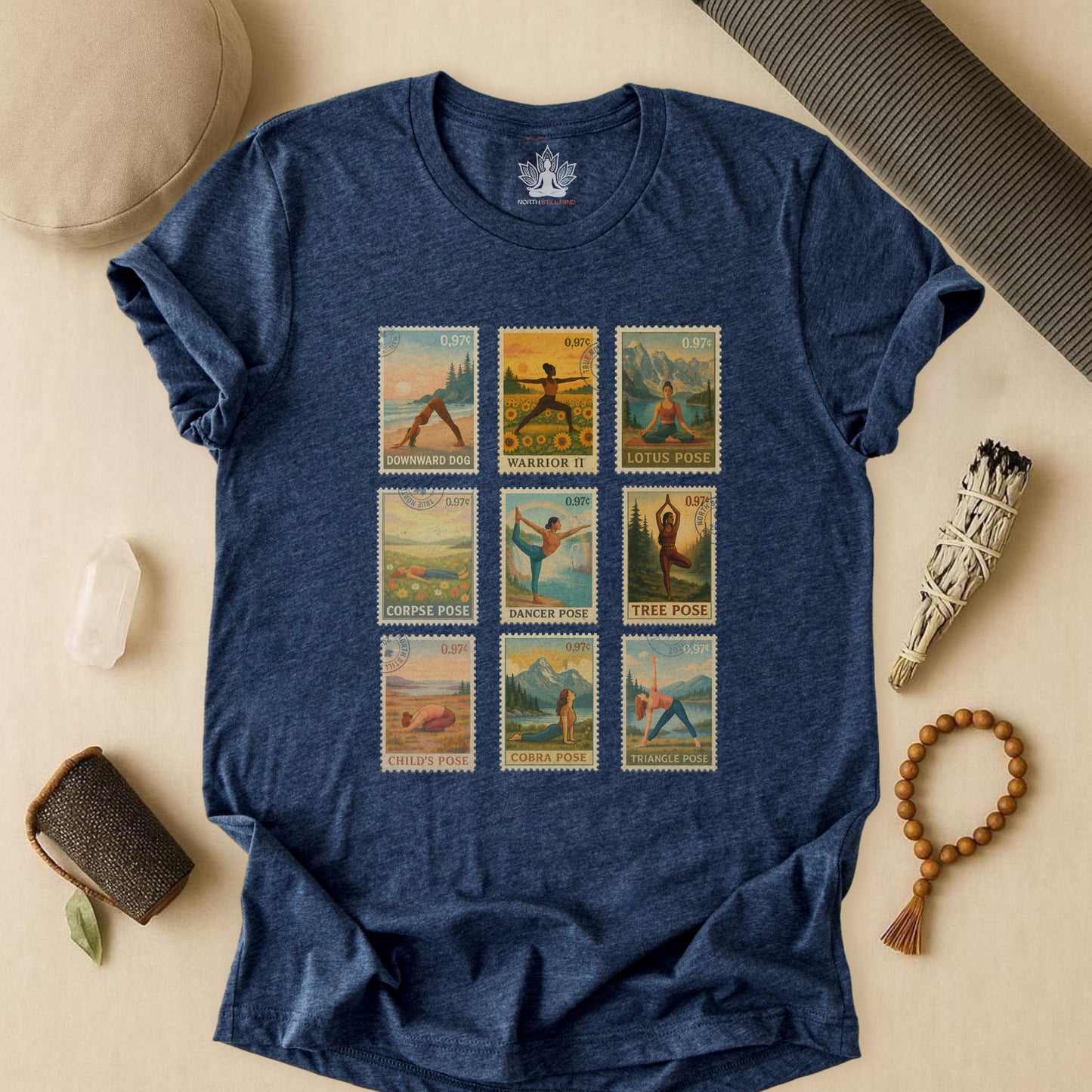 Postures de yoga – Timbres Vintage