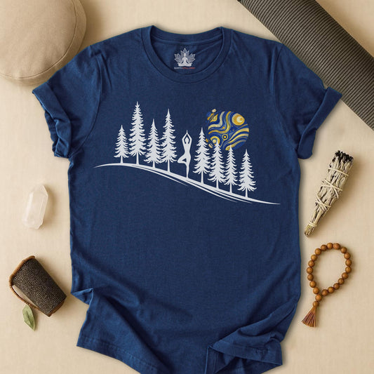 Forest Tree Pose In The Moonlight Tee