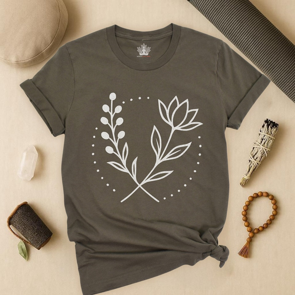 Bloom in Balance – Minimalist Yoga Tee