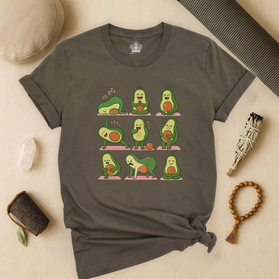 Avocado Yoga Poses - Funny Wellness Tee