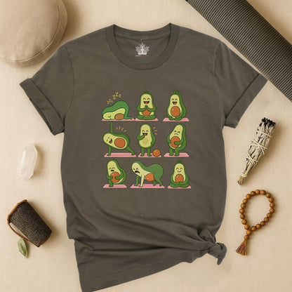 Avocado Yoga Poses - Funny Wellness Tee