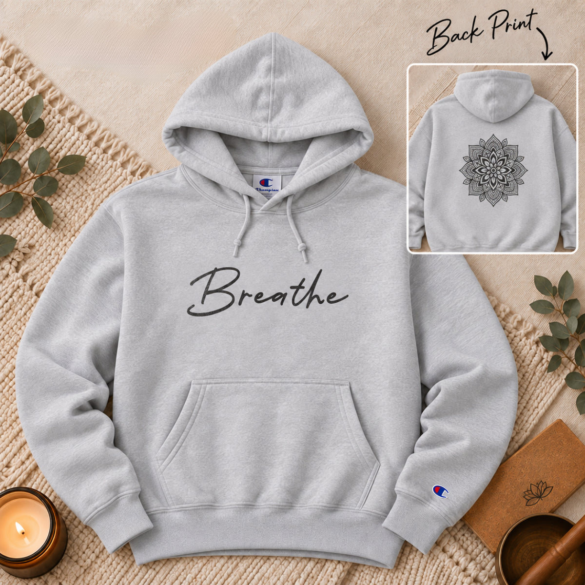 Cozy Champion® Breathe Hoodie – Mandala Back
